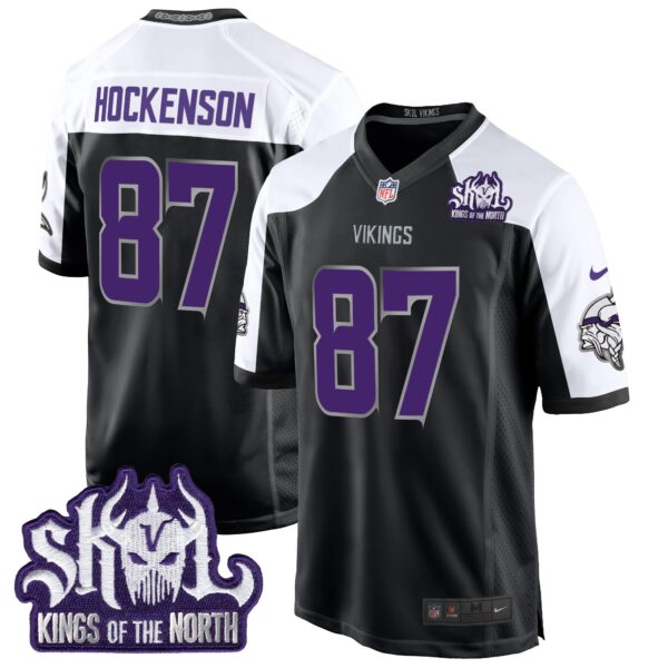 Minnesota Vikings 2024 Winter Warrior Skol Patch Game Jersey – All Stitched – Black Alternate – T.J. Hockenson Jersey