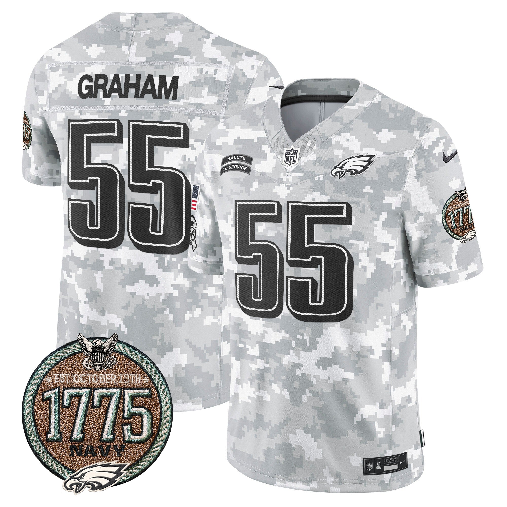 Eagles 2024 Salute to Service Establishment Year Patch Vapor Limited Jersey – All Stitched – Navy – Brandon Graham Jersey