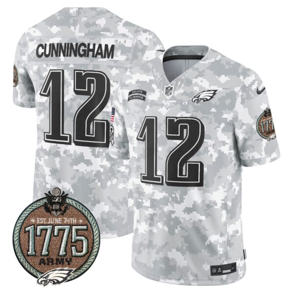 Eagles 2024 Salute to Service Establishment Year Patch Vapor Limited Jersey – All Stitched – Army – Randall Cunningham Jersey