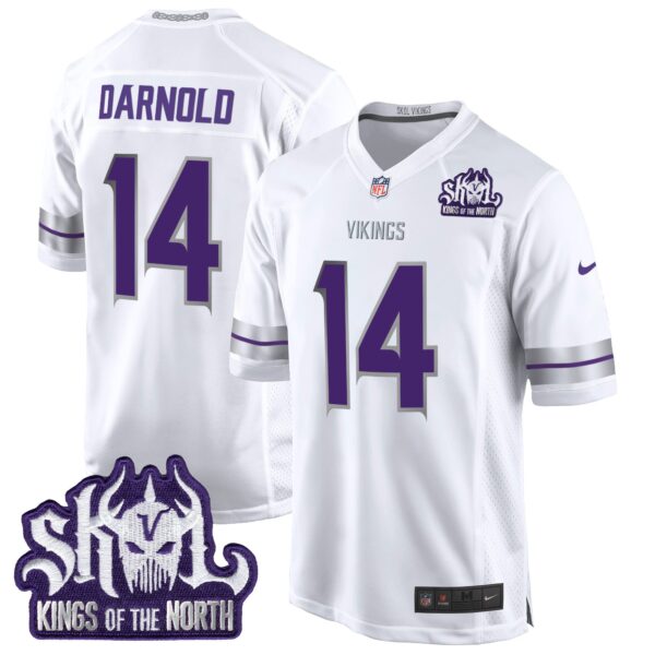 Minnesota Vikings 2024 Winter Warrior Skol Patch Game Jersey – All Stitched – White – Sam Darnold Jersey