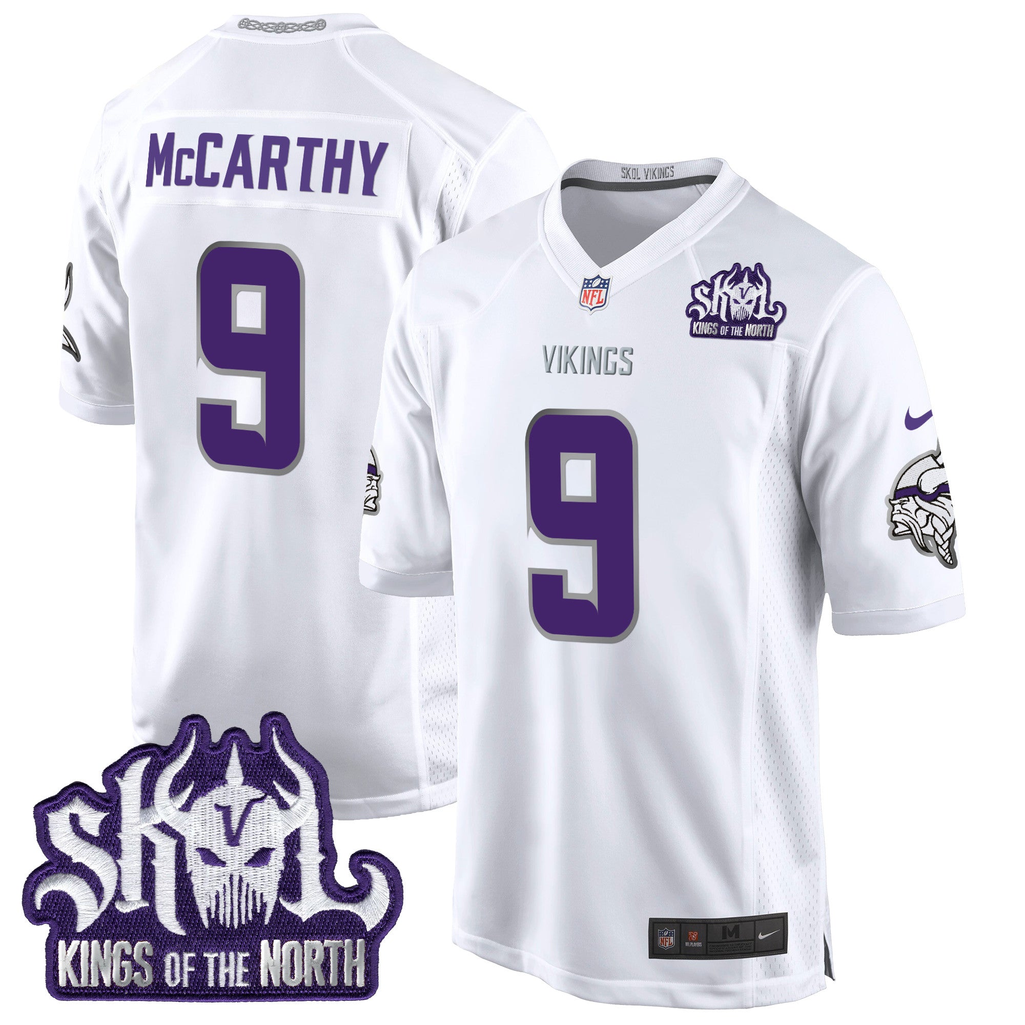 Minnesota Vikings 2024 Winter Warrior Skol Patch Game Jersey – All Stitched – White Limited – J.J. McCarthy Jersey