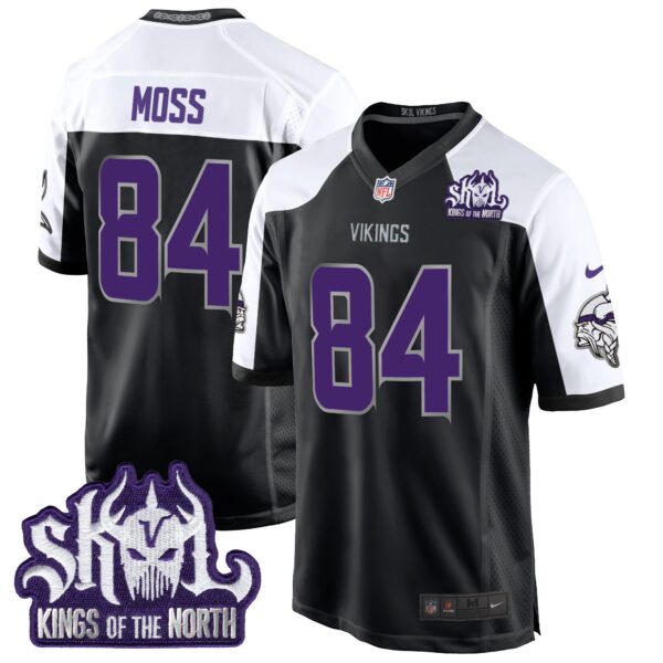 Minnesota Vikings 2024 Winter Warrior Skol Patch Game Jersey – All Stitched – Black Alternate – Randy Moss Jersey
