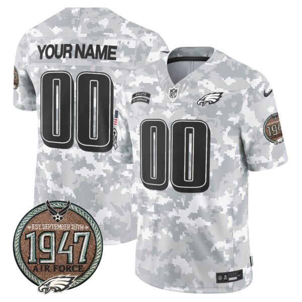 Eagles 2024 Salute to Service Establishment Year Patch Vapor Limited Custom Jersey – All Stitched – Air Force Jersey