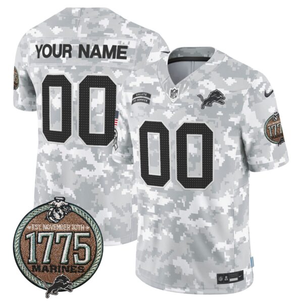 Detroit Lions 2024 Salute to Service Establishment Year Patch Vapor Limited Custom Jersey – All Stitched – Marines Jersey