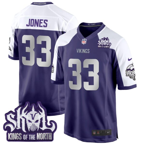 Minnesota Vikings 2024 Winter Warrior Skol Patch Game Jersey – All Stitched – Purple Alternate – Aaron Jones Jersey