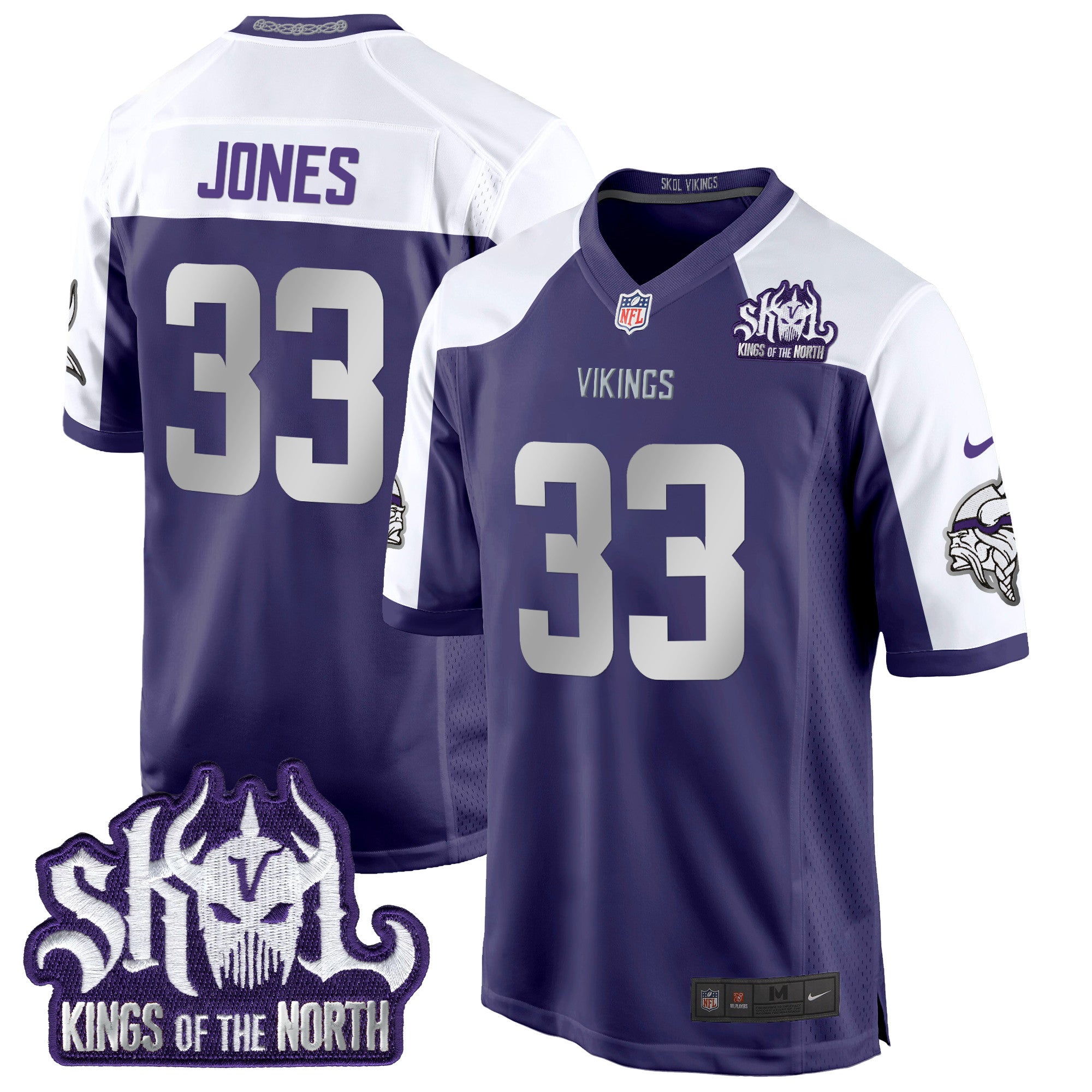 Minnesota Vikings 2024 Winter Warrior Skol Patch Game Jersey – All Stitched – Purple Alternate – Aaron Jones Jersey