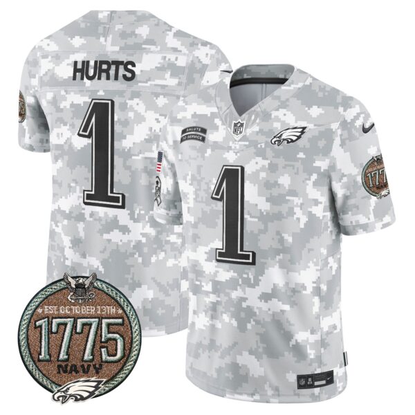 Eagles 2024 Salute to Service Establishment Year Patch Vapor Limited Jersey – All Stitched – Navy – Jalen Hurts Jersey