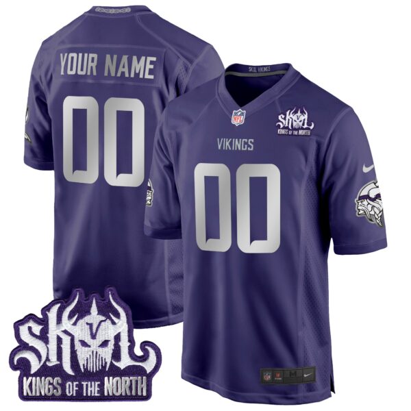 Minnesota Vikings 2024 Winter Warrior Skol Patch Game Custom Jersey – All Stitched – Purple Jersey
