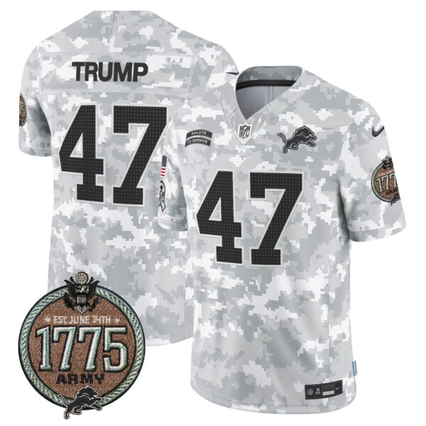 Detroit Lions 2024 Salute to Service Establishment Year Patch Vapor Limited Jersey – All Stitched – Army – Donald Trump Jersey