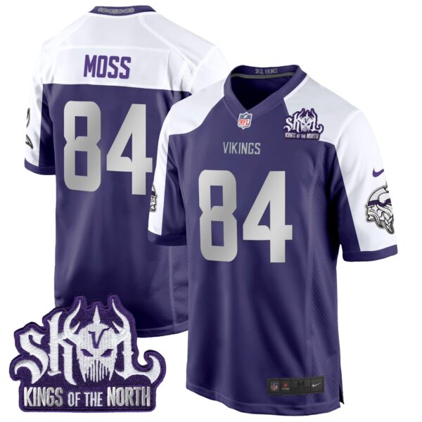 Minnesota Vikings 2024 Winter Warrior Skol Patch Game Jersey – All Stitched – Purple Alternate – Randy Moss Jersey