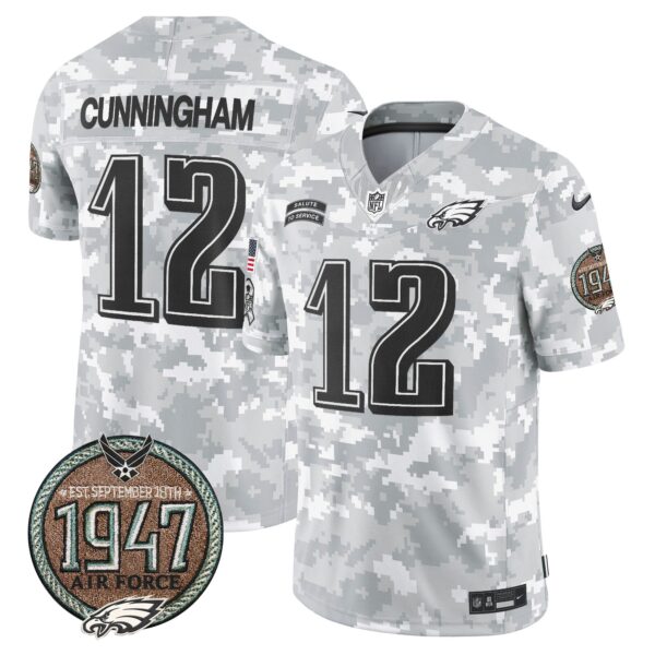 Eagles 2024 Salute to Service Establishment Year Patch Vapor Limited Jersey – All Stitched – Air Force – Randall Cunningham Jersey