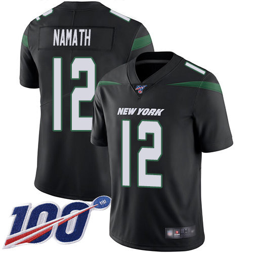 Nike Jets #12 Joe Namath Black Alternate Men’s Stitched NFL 100th Season Vapor Limited Jersey