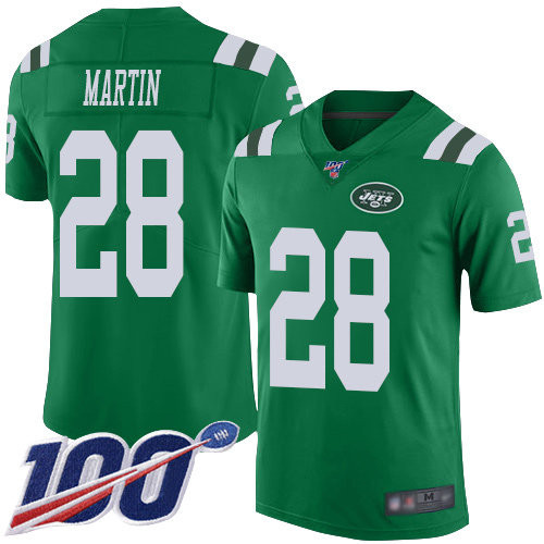 Nike Jets #28 Curtis Martin Green Men’s Stitched NFL Limited Rush 100th Season Jersey