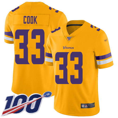 Nike Vikings #33 Dalvin Cook Gold Men’s Stitched NFL Limited Inverted Legend 100th Season Jersey