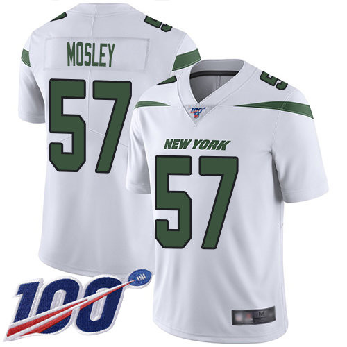 Nike Jets #57 C.J. Mosley White Men’s Stitched NFL 100th Season Vapor Limited Jersey