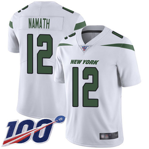 Nike Jets #12 Joe Namath White Men’s Stitched NFL 100th Season Vapor Limited Jersey