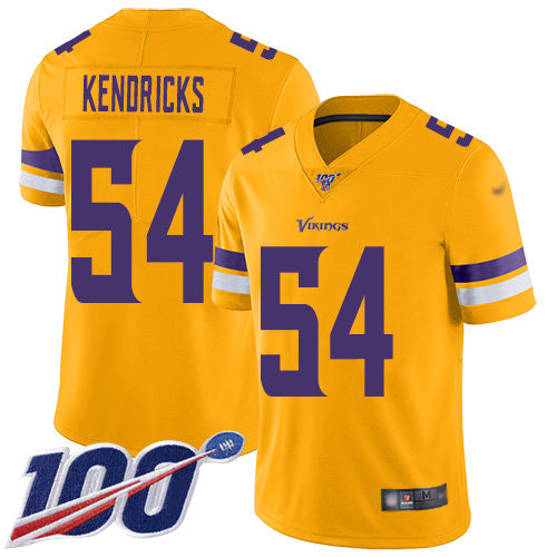 Nike Vikings #54 Eric Kendricks Gold Men’s Stitched NFL Limited Inverted Legend 100th Season Jersey