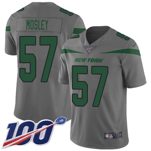 Nike Jets #57 C.J. Mosley Gray Men’s Stitched NFL Limited Inverted Legend 100th Season Jersey
