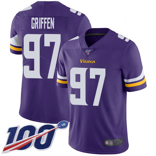 Nike Vikings #97 Everson Griffen Purple Team Color Men’s Stitched NFL 100th Season Vapor Limited Jersey