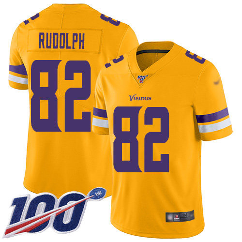 Nike Vikings #82 Kyle Rudolph Gold Men’s Stitched NFL Limited Inverted Legend 100th Season Jersey