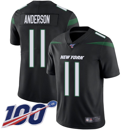 Nike Jets #11 Robby Anderson Black Alternate Men’s Stitched NFL 100th Season Vapor Limited Jersey