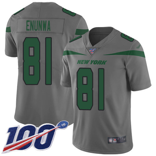 Nike Jets #81 Quincy Enunwa Gray Men’s Stitched NFL Limited Inverted Legend 100th Season Jersey
