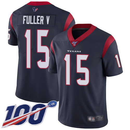 Nike Texans #15 Will Fuller V Navy Blue Team Color Men’s Stitched NFL 100th Season Vapor Limited Jersey