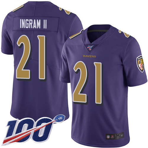Nike Ravens #21 Mark Ingram II Purple Men’s Stitched NFL Limited Rush 100th Season Jersey