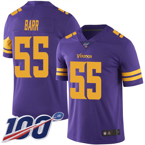 Nike Vikings #55 Anthony Barr Purple Men’s Stitched NFL Limited Rush 100th Season Jersey