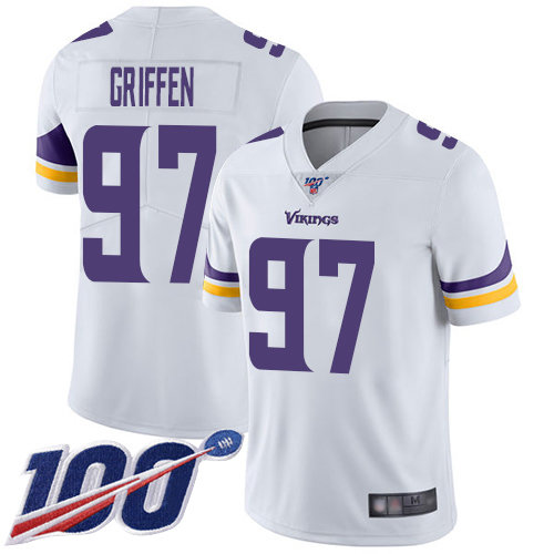 Nike Vikings #97 Everson Griffen White Men’s Stitched NFL 100th Season Vapor Limited Jersey