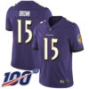 Nike Ravens #15 Marquise Brown Purple Team Color Men’s Stitched NFL 100th Season Vapor Limited Jersey