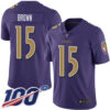 Nike Ravens #15 Marquise Brown Purple Men’s Stitched NFL Limited Rush 100th Season Jersey
