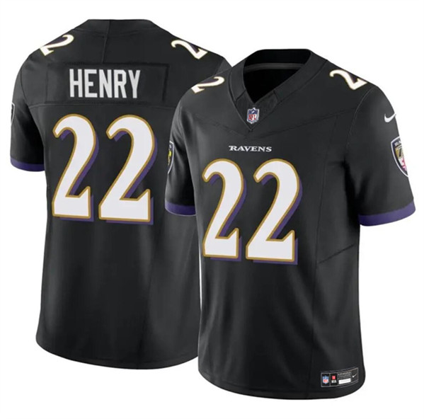 Men’s Baltimore Ravens #22 Derrick Henry 2023 F.U.S.E. Black Vapor Limited Football Stitched Jersey