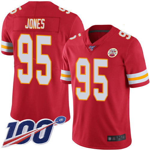 Nike Chiefs #95 Chris Jones Red Team Color Men’s Stitched NFL 100th Season Vapor Limited Jersey