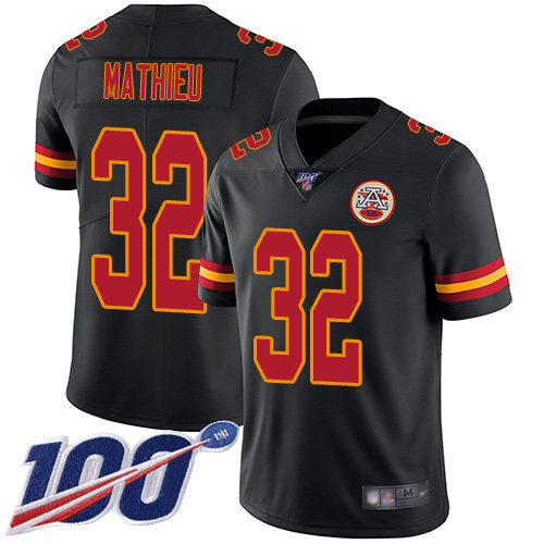 Nike Chiefs #32 Tyrann Mathieu Black Men’s Stitched NFL Limited Rush 100th Season Jersey