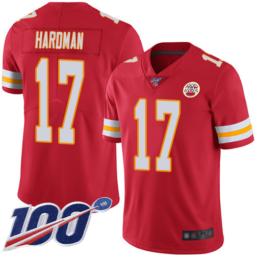 Nike Chiefs #17 Mecole Hardman Red Team Color Men’s Stitched NFL 100th Season Vapor Limited Jersey