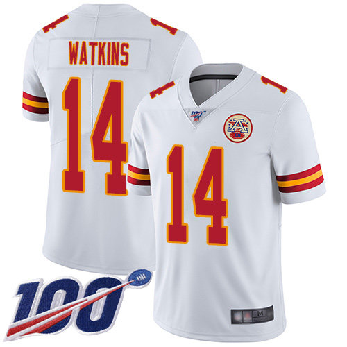 Nike Chiefs #14 Sammy Watkins White Men’s Stitched NFL 100th Season Vapor Limited Jersey