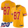 Nike Chiefs #87 Travis Kelce Gold Men’s Stitched NFL Limited Inverted Legend 100th Season Jersey