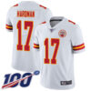 Nike Chiefs #17 Mecole Hardman White Men’s Stitched NFL 100th Season Vapor Limited Jersey