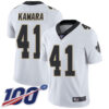 Saints #41 Alvin Kamara White Men’s Stitched Football 100th Season Vapor Limited Jersey