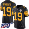 Steelers #19 JuJu Smith-Schuster Black Men’s Stitched Football Limited Rush 100th Season Jersey