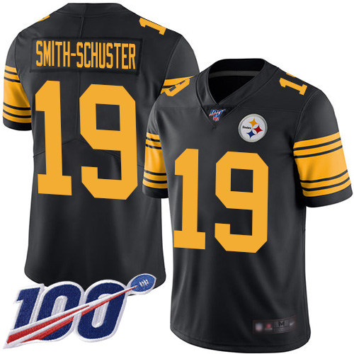 Steelers #19 JuJu Smith-Schuster Black Men’s Stitched Football Limited Rush 100th Season Jersey