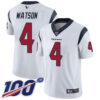 Texans #4 Deshaun Watson White Men’s Stitched Football 100th Season Vapor Limited Jersey