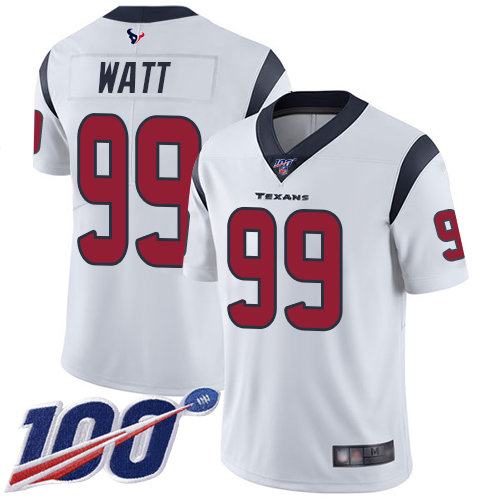 Texans #99 J.J. Watt White Men’s Stitched Football 100th Season Vapor Limited Jersey