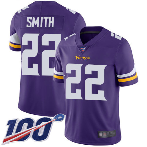 Vikings #22 Harrison Smith Purple Team Color Men’s Stitched Football 100th Season Vapor Limited Jersey