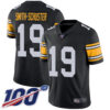 Steelers #19 JuJu Smith-Schuster Black Alternate Men’s Stitched Football 100th Season Vapor Limited Jersey