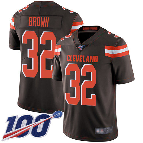 Nike Browns #32 Jim Brown Brown Team Color Men’s Stitched NFL 100th Season Vapor Limited Jersey