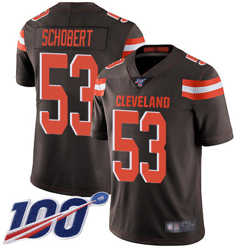 Nike Browns #53 Joe Schobert Brown Team Color Men’s Stitched NFL 100th Season Vapor Limited Jersey