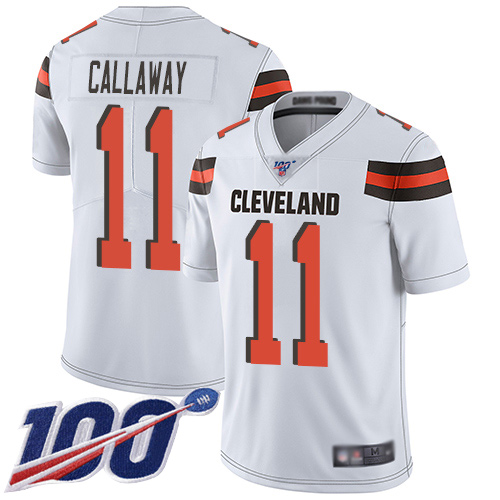 Nike Browns #11 Antonio Callaway White Men’s Stitched NFL 100th Season Vapor Limited Jersey