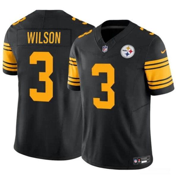 Men’s Pittsburgh Steelers #3 Russell Wilson Black 2024 F.U.S.E.Color Rush Limited Football Stitched Jersey